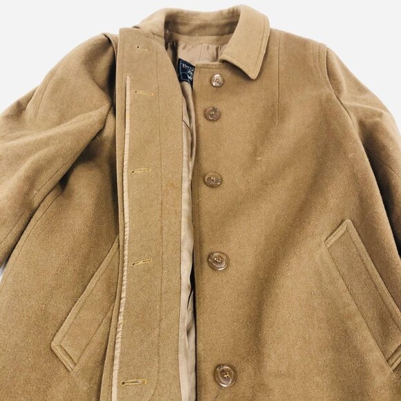 Vintage Burberry Women's Size XL / 44 Tan Brown Wool Long Coat AUTHENTICATED - Picture 5 of 9